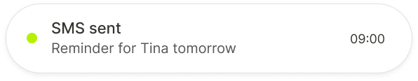 Notification message about an sms to remind the customer about an upcoming appointment